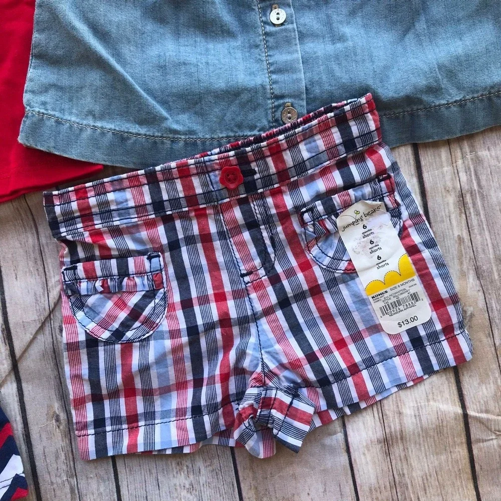 Carter's Okie Dokie Jumping Beans NWT Patriotic Red White Blue Wardrobe 6 mo NEW